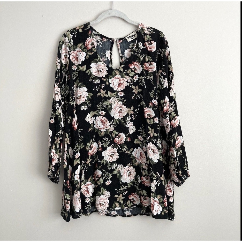 NWT Show Me Your Mumu Donnie Blk Rose Floral Trapeze Dress Size LG Keyhole Back - Picture 8 of 8